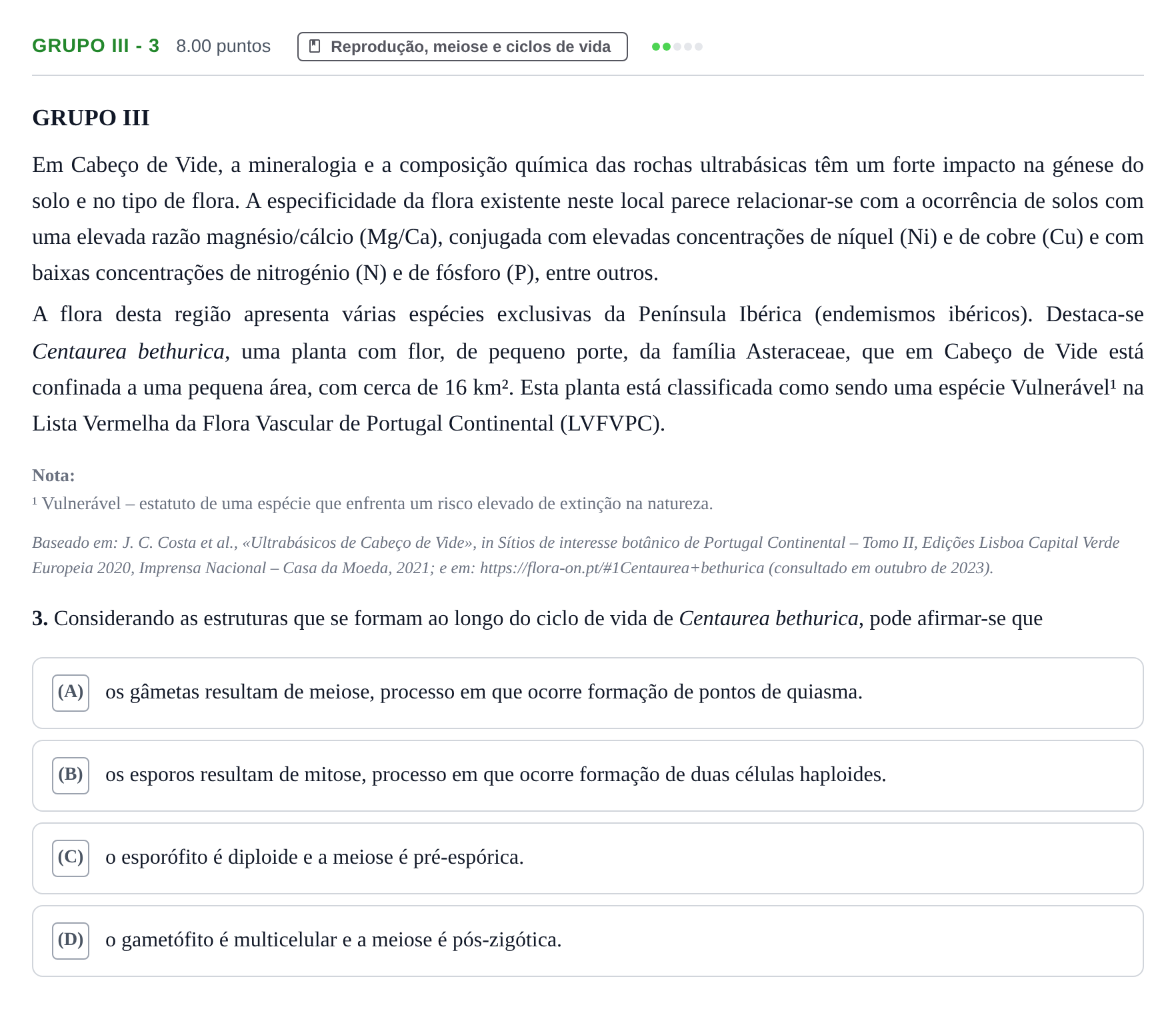 Enunciado: Grupo III - 3 · Exame Nacional Biologia e Geologia 2.ª fase 2024