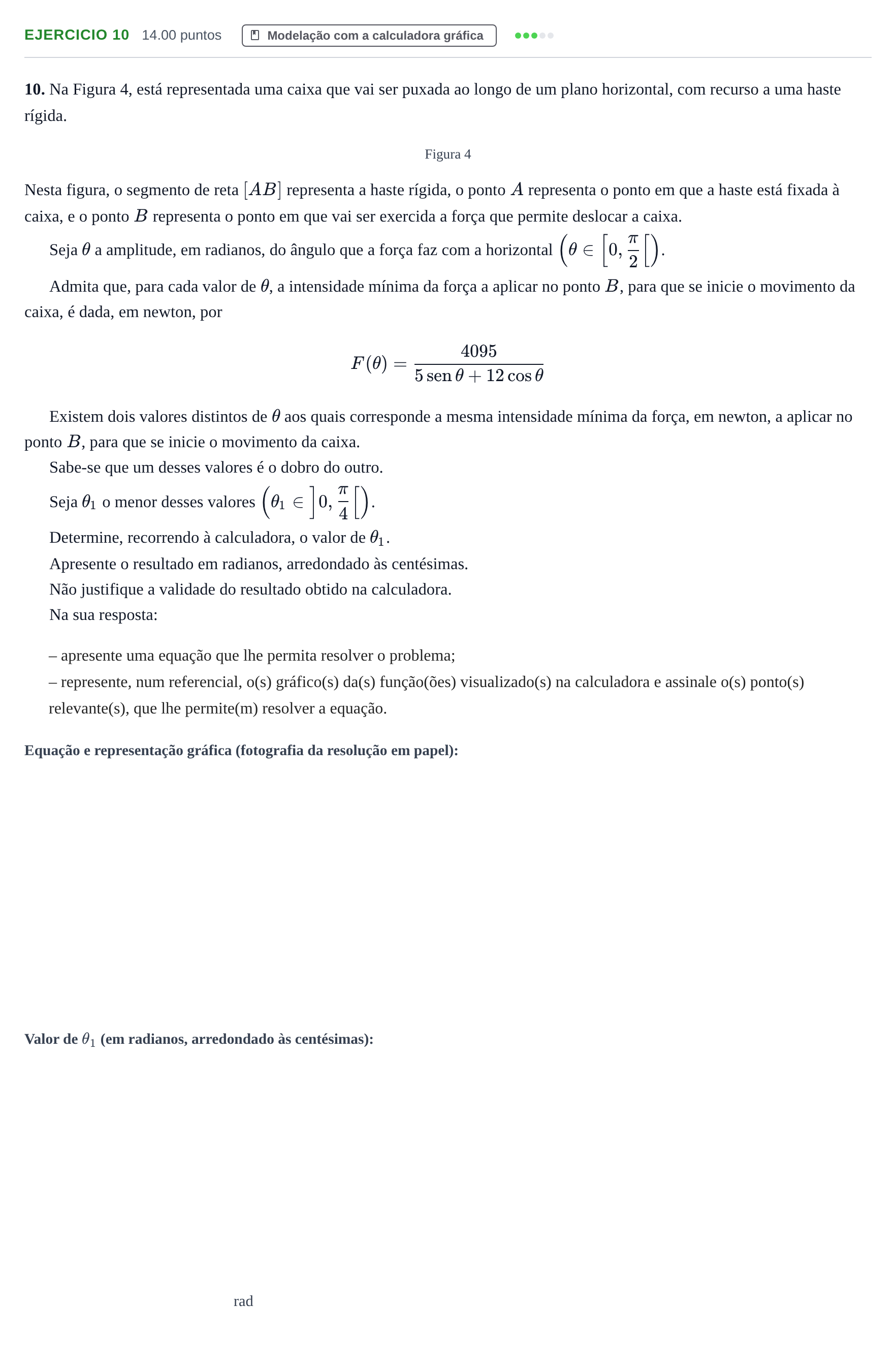 Enunciado: Exercício 10 · Exame Nacional Matemática A 1.ª fase 2024