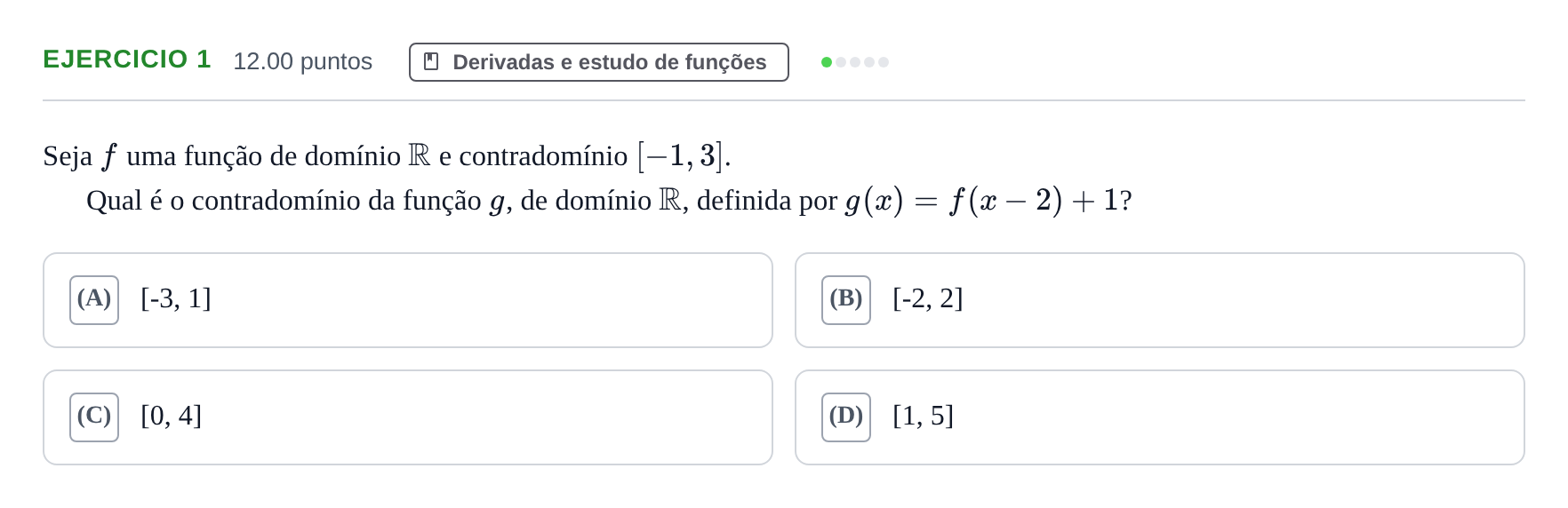 Enunciado: Exercício 1 · Exame Nacional Matemática A 1.ª fase 2024