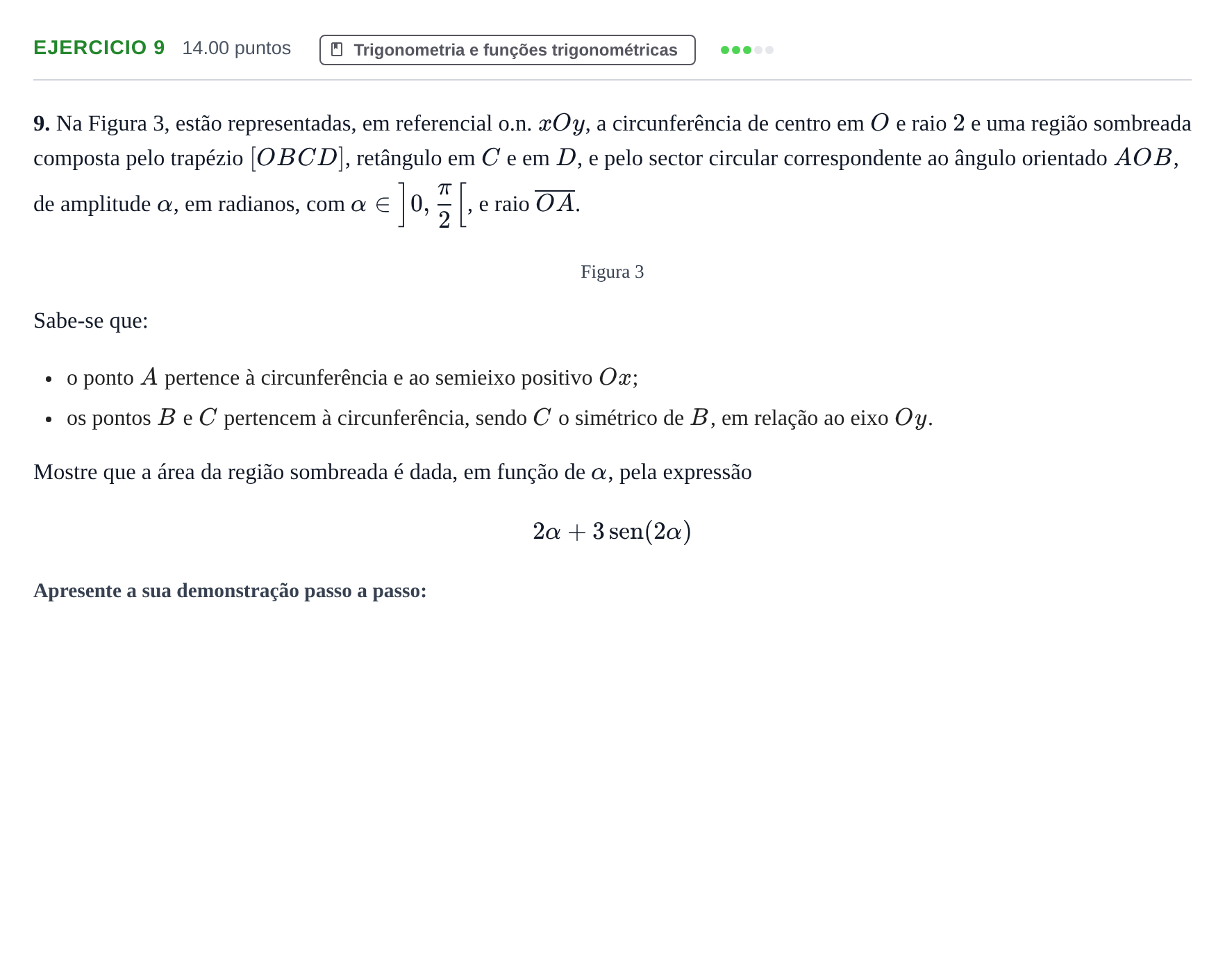 Enunciado: Exercício 9 · Exame Nacional Matemática A 1.ª fase 2024