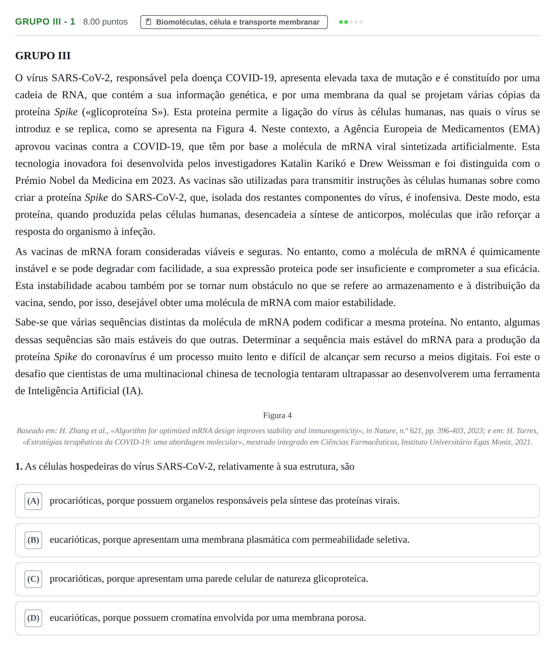 Enunciado: Grupo III - 1 · Exame Nacional Biologia e Geologia 1.ª fase 2024