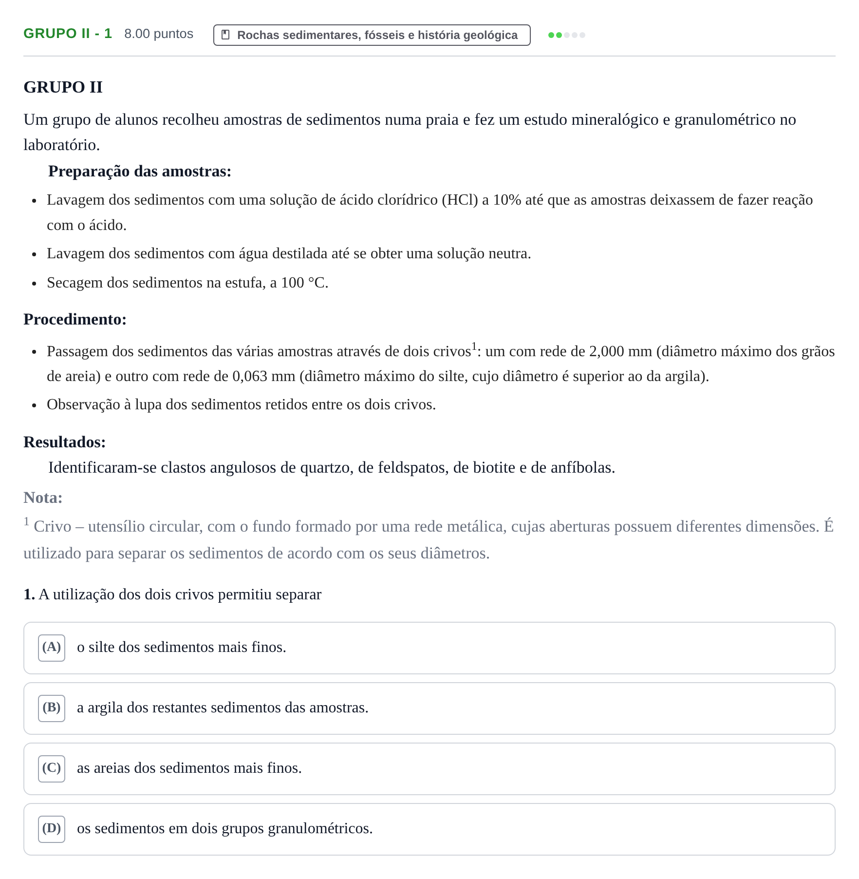 Enunciado: Grupo II - 1 · Exame Nacional Biologia e Geologia 1.ª fase 2024