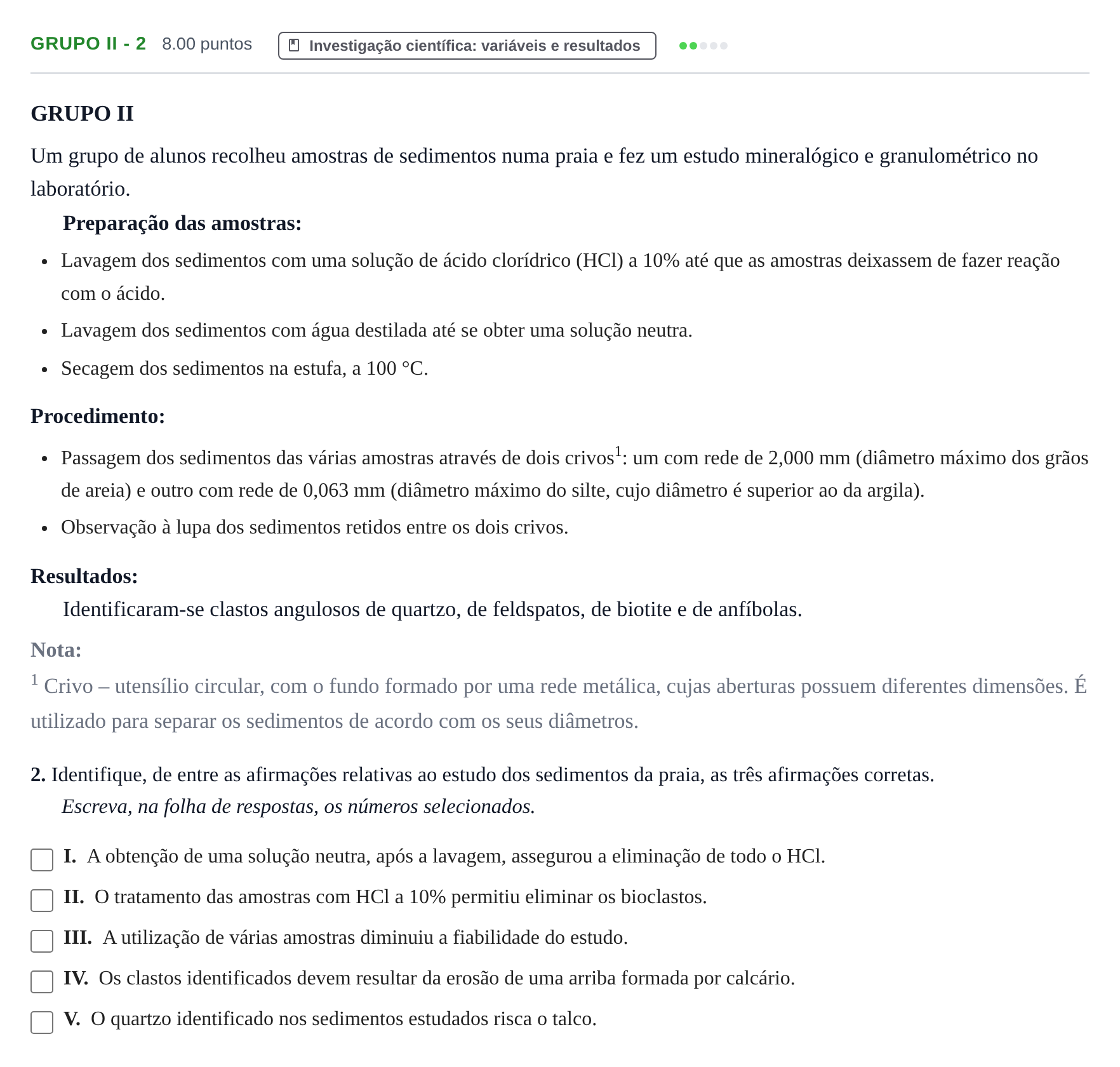 Enunciado: Grupo II - 2 · Exame Nacional Biologia e Geologia 1.ª fase 2024
