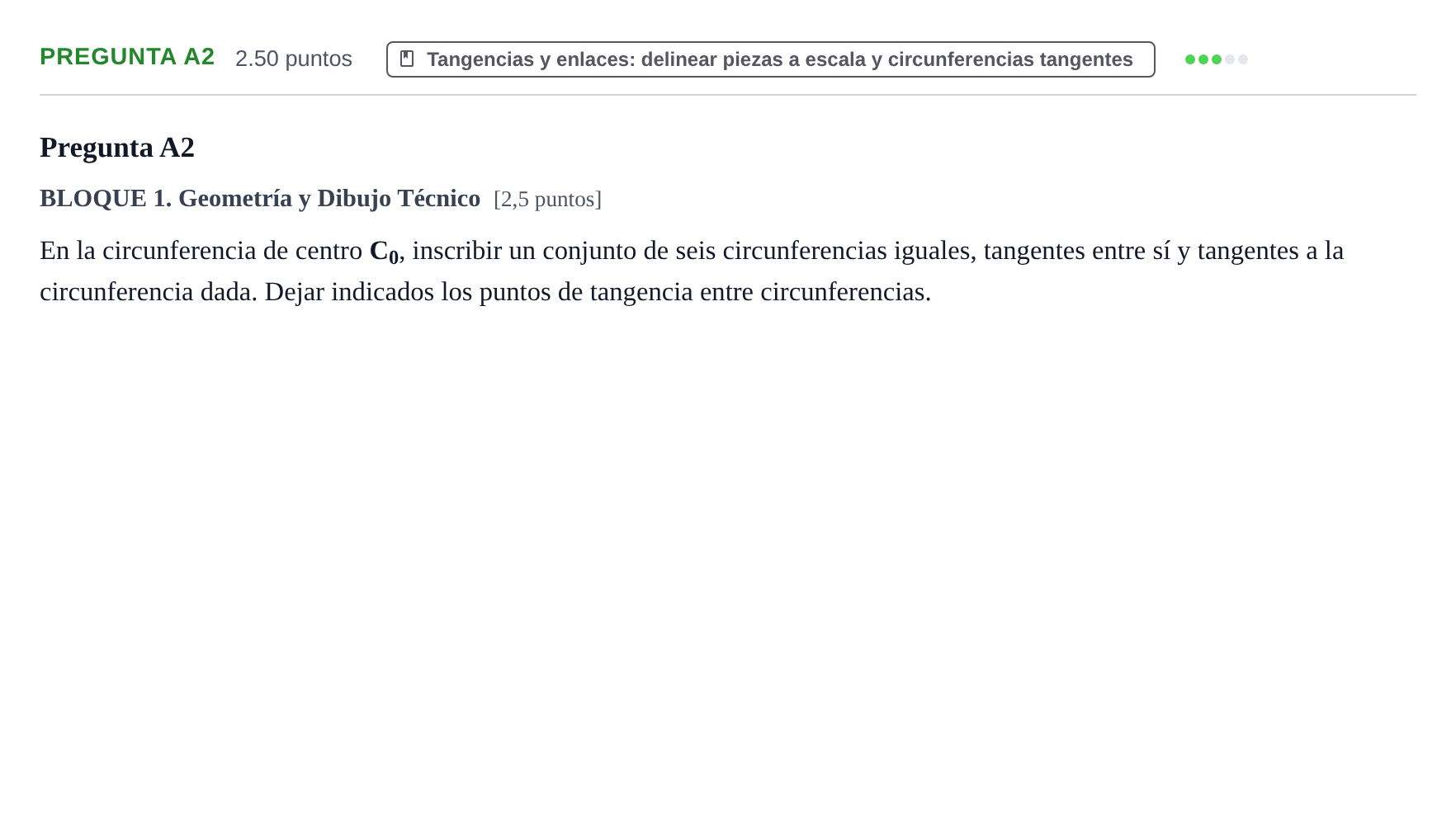 Enunciado: Pregunta A2 · Dibujo técnico II PAU Castilla y León Extraordinaria 2023