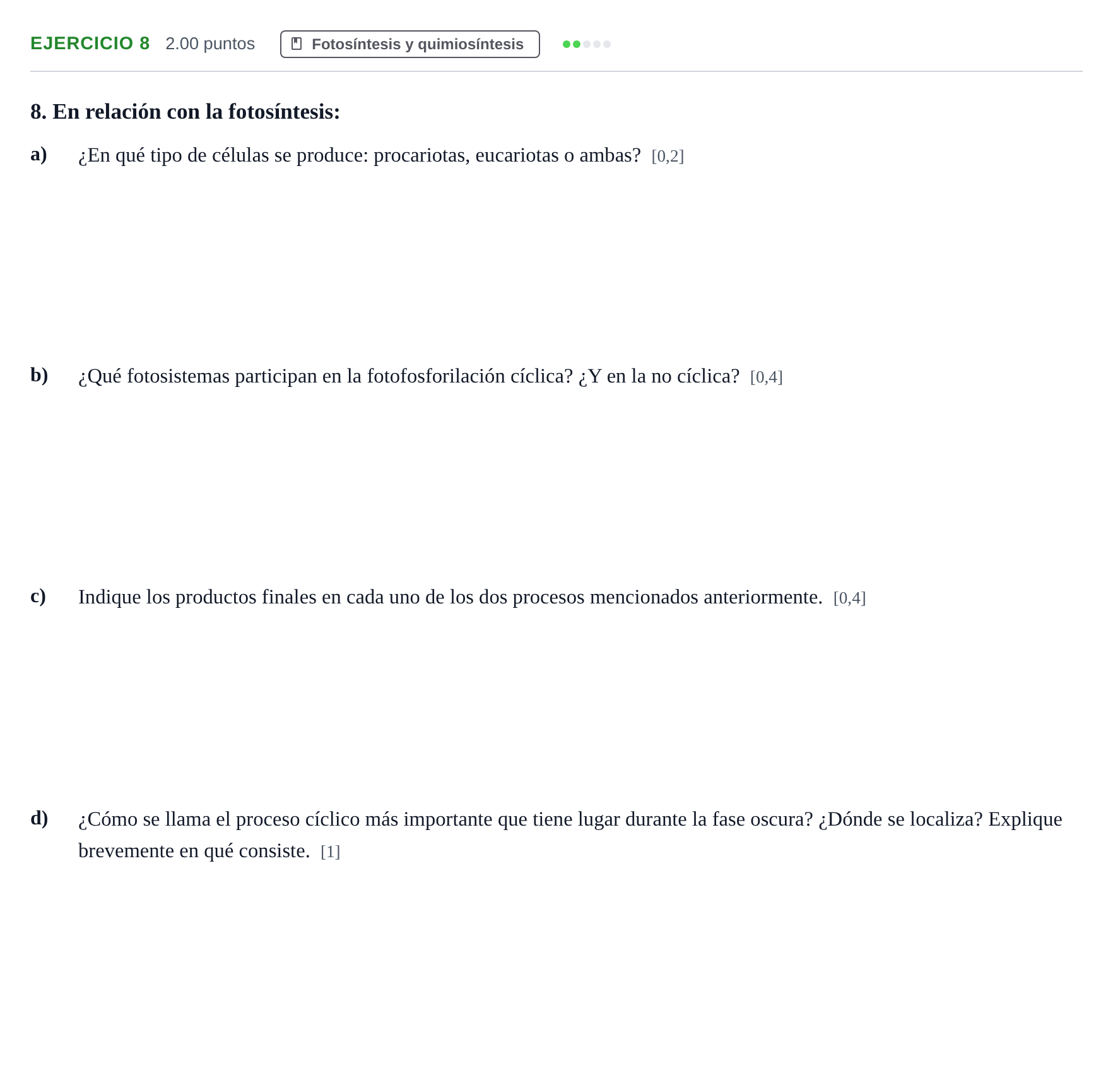 Enunciado: Problema 8 · Biología PAU Castilla y León Extraordinaria 2023