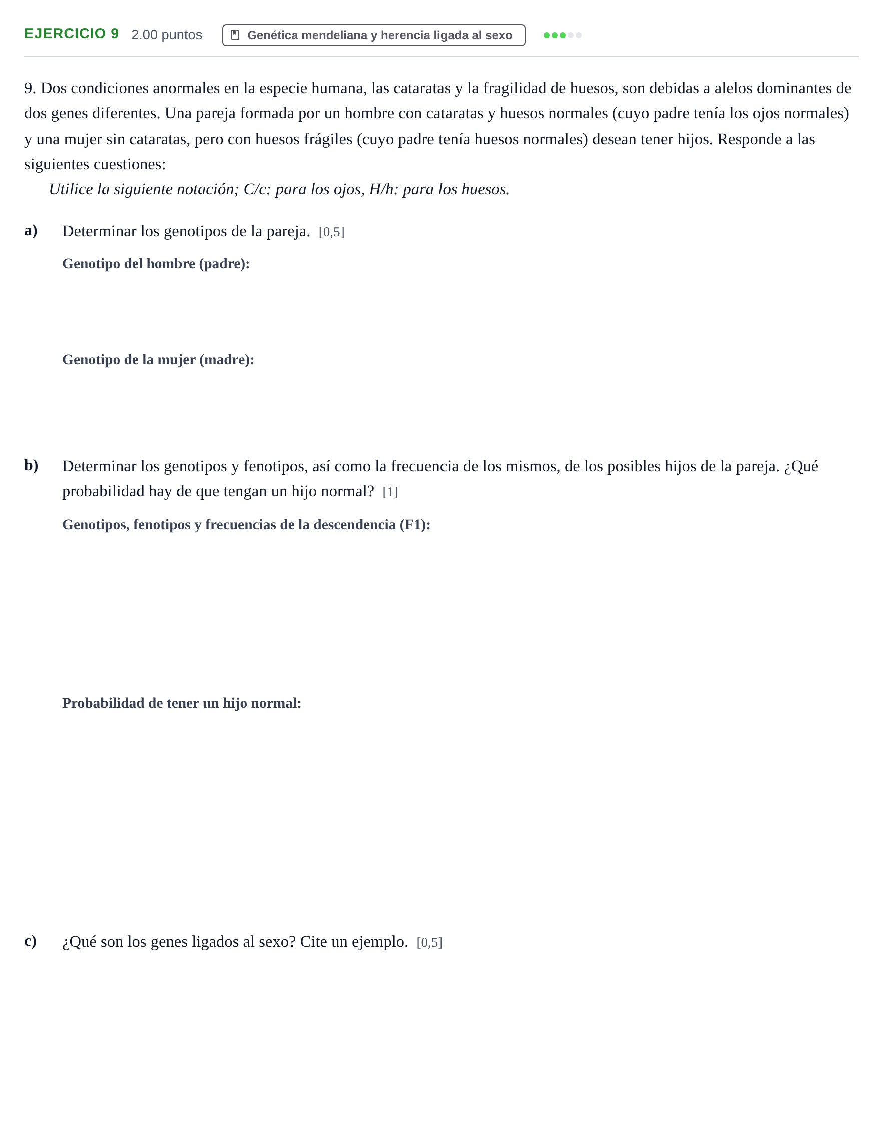 Enunciado: Problema 9 · Biología PAU Castilla y León Extraordinaria 2023