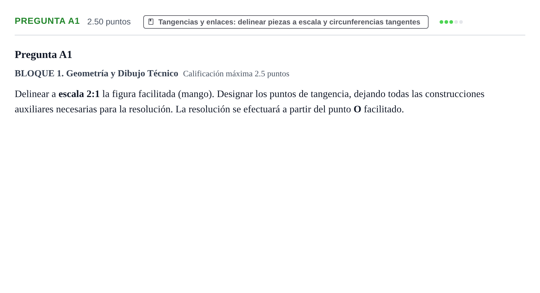 Enunciado: Pregunta A1 · Dibujo técnico II PAU Castilla y León Ordinaria 2023