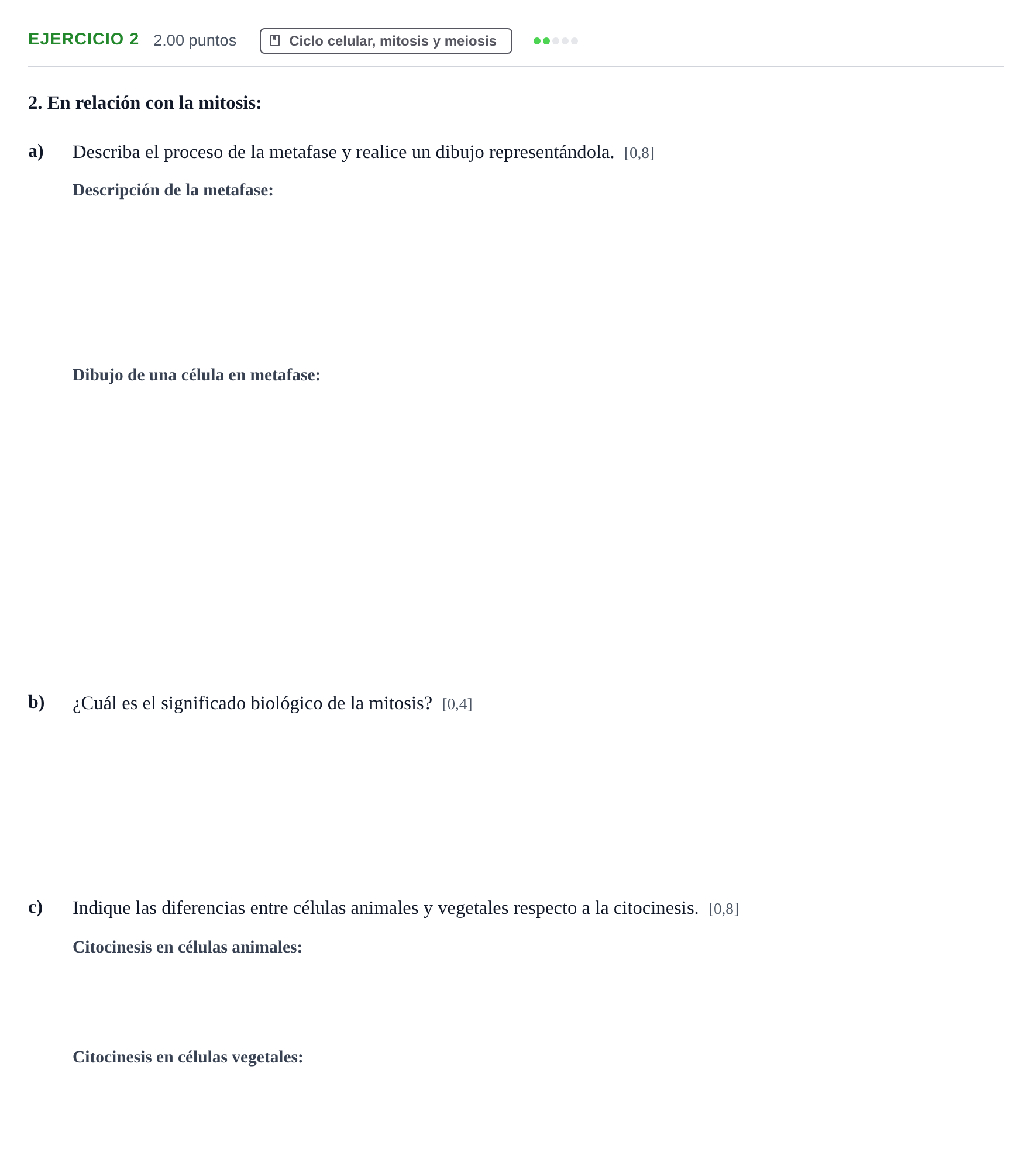 Enunciado: Problema 2 · Biología PAU Castilla y León Ordinaria 2023