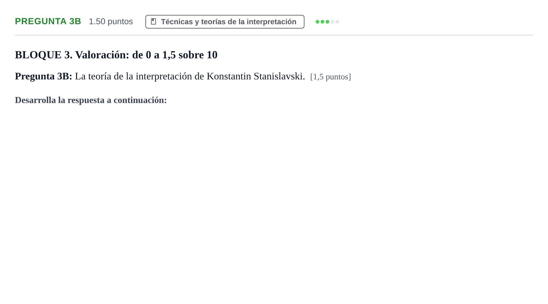 Enunciado: Pregunta 3B · Artes Escénicas PAU Castilla y León Ordinaria 2023
