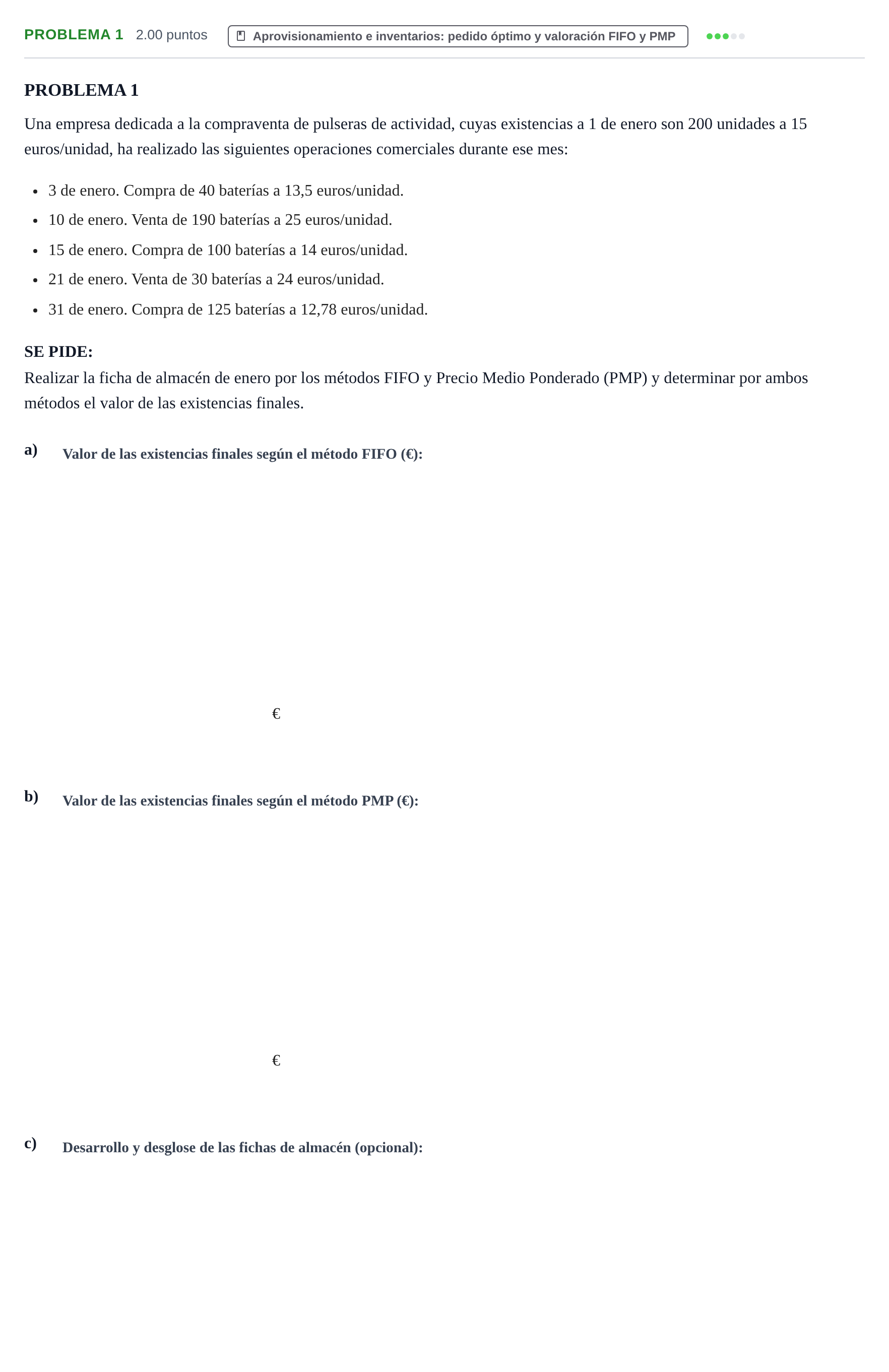 Enunciado: Problema 1 · Empresa y Diseño de Modelos de Negocio PAU Castilla y León Extraordinaria 2023