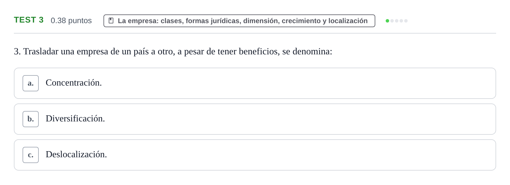 Enunciado: Ejercicio Test 3 · Empresa y Diseño de Modelos de Negocio PAU Castilla y León Extraordinaria 2023