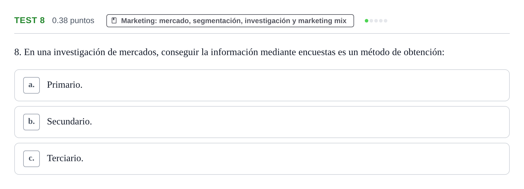 Enunciado: Ejercicio Test 8 · Empresa y Diseño de Modelos de Negocio PAU Castilla y León Extraordinaria 2023