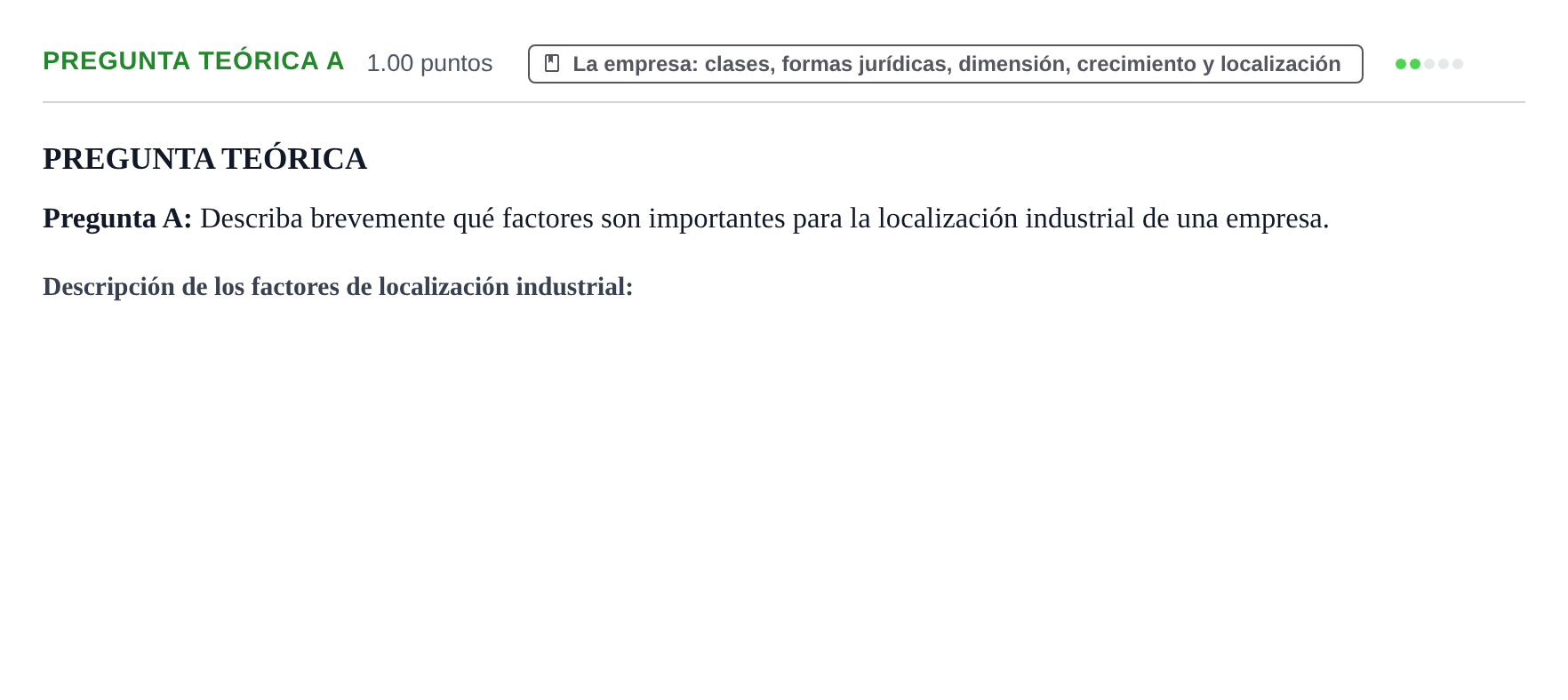 Enunciado: Pregunta Teórica A · Empresa y Diseño de Modelos de Negocio PAU Castilla y León Ordinaria 2023