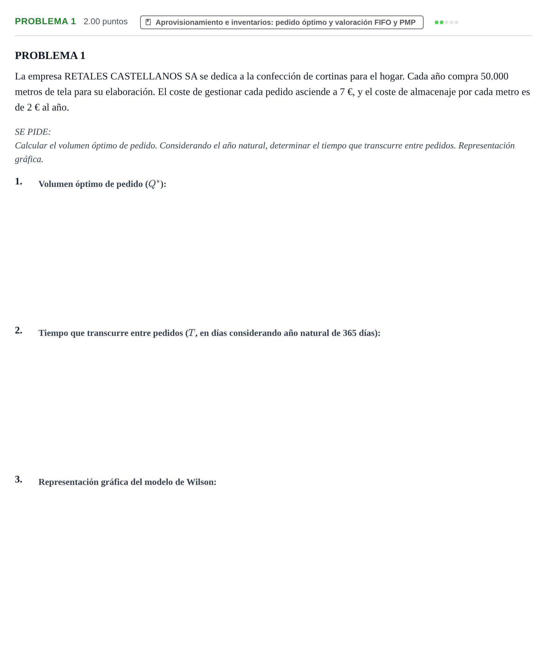Enunciado: Problema 1 · Empresa y Diseño de Modelos de Negocio PAU Castilla y León Ordinaria 2023
