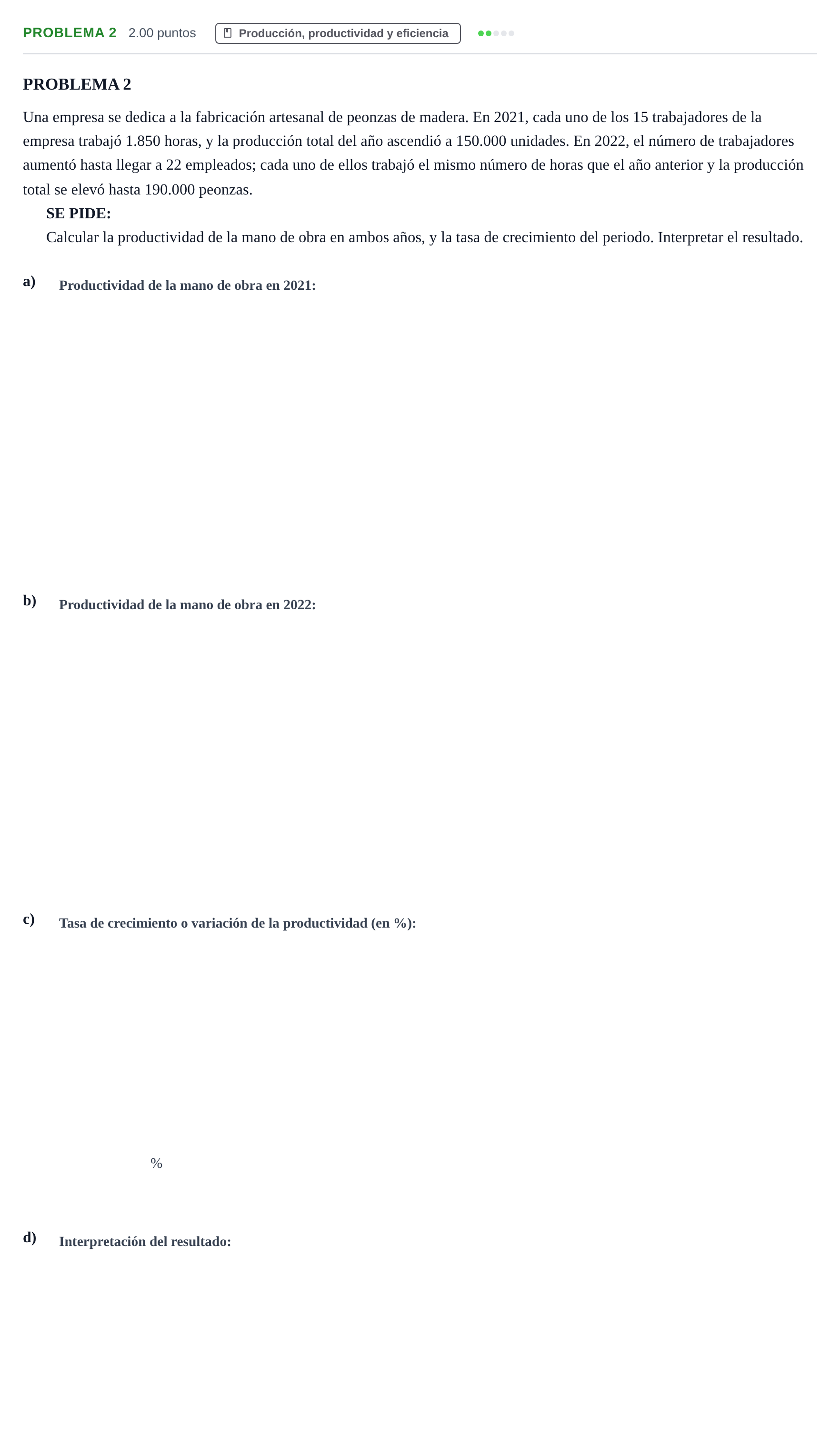 Enunciado: Problema 2 · Empresa y Diseño de Modelos de Negocio PAU Castilla y León Ordinaria 2023