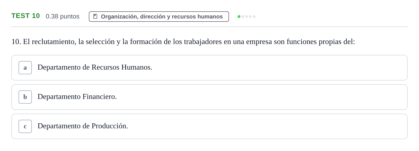 Enunciado: Ejercicio Test 10 · Empresa y Diseño de Modelos de Negocio PAU Castilla y León Ordinaria 2023