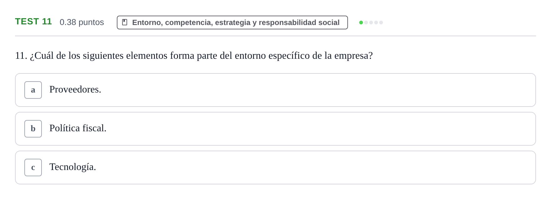 Enunciado: Ejercicio Test 11 · Empresa y Diseño de Modelos de Negocio PAU Castilla y León Ordinaria 2023