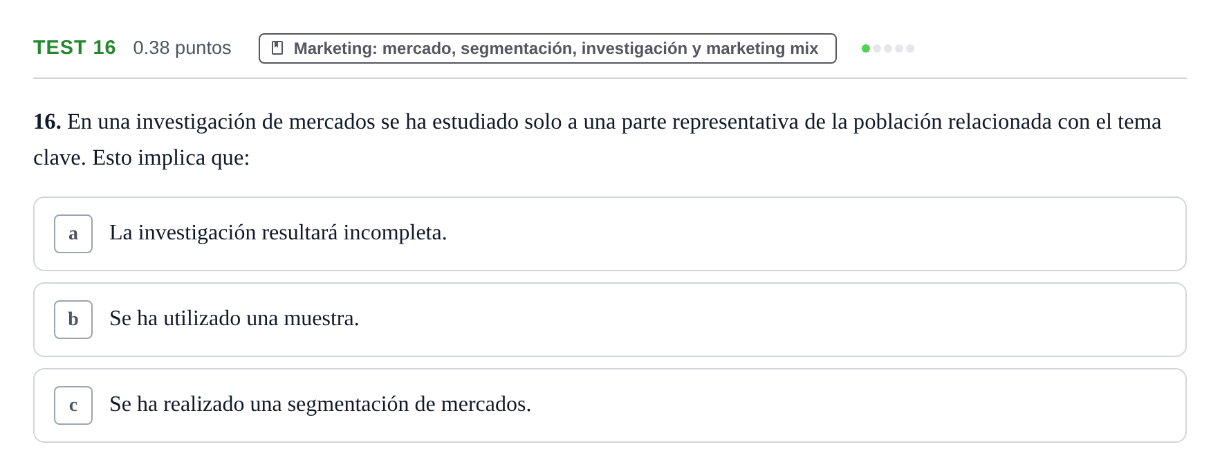 Enunciado: Ejercicio Test 16 · Empresa y Diseño de Modelos de Negocio PAU Castilla y León Ordinaria 2023