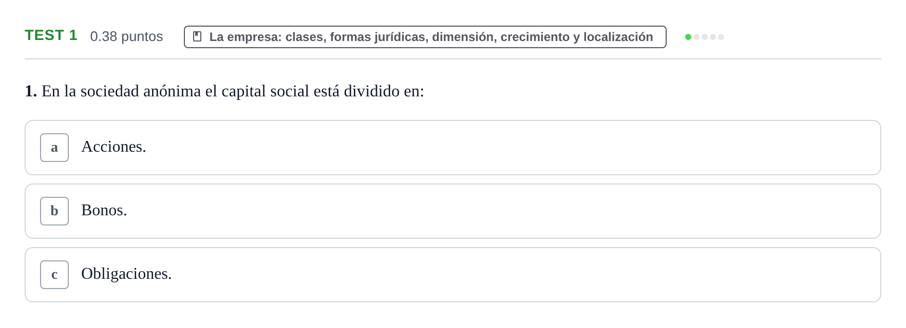 Enunciado: Ejercicio Test 1 · Empresa y Diseño de Modelos de Negocio PAU Castilla y León Ordinaria 2023