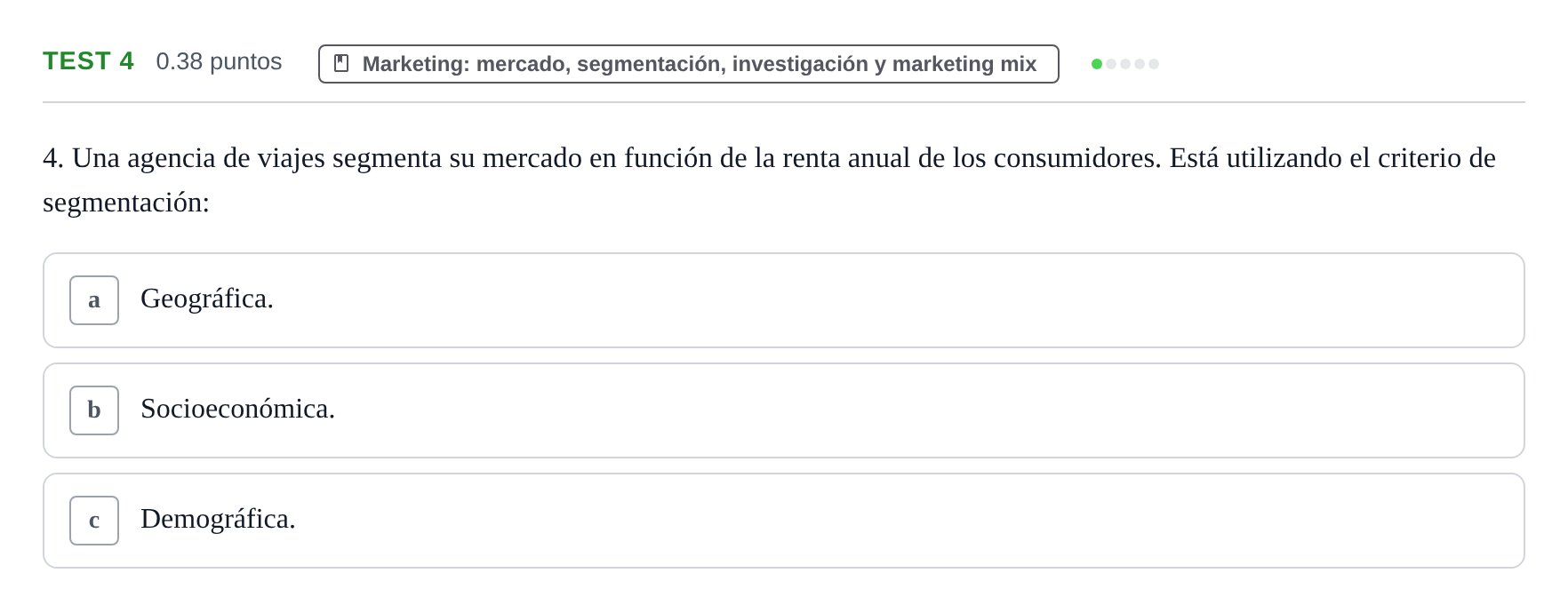 Enunciado: Ejercicio Test 4 · Empresa y Diseño de Modelos de Negocio PAU Castilla y León Ordinaria 2023