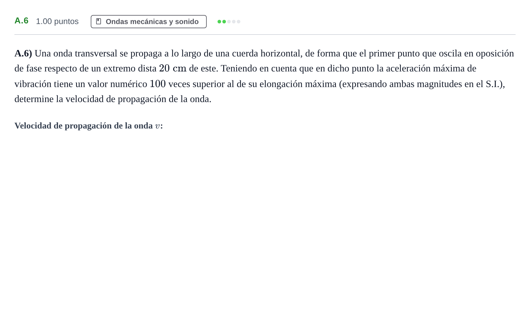 Enunciado: Ejercicio A.6 · Física PAU Castilla y León Extraordinaria 2023