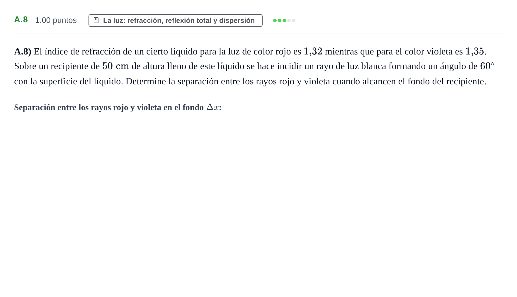 Enunciado: Ejercicio A.8 · Física PAU Castilla y León Extraordinaria 2023