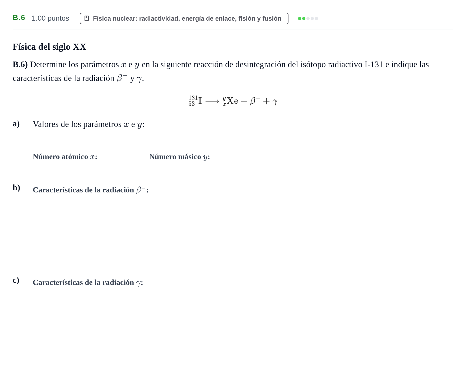 Enunciado: Ejercicio B.6 · Física PAU Castilla y León Extraordinaria 2023