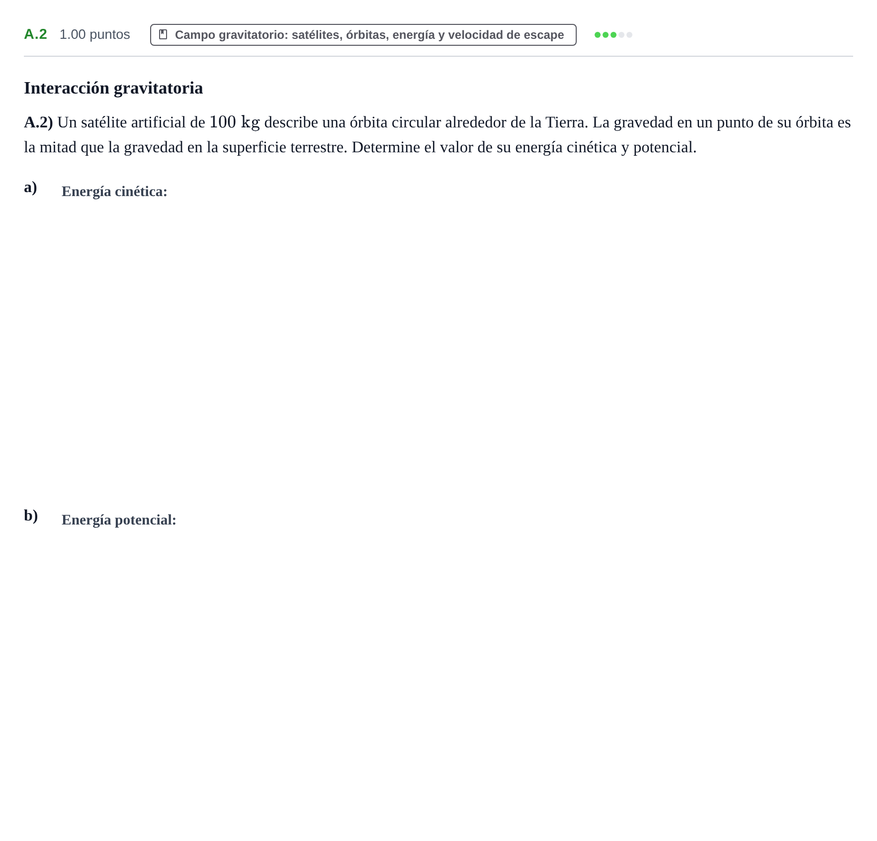 Enunciado: Ejercicio A.2 · Física PAU Castilla y León Ordinaria 2023