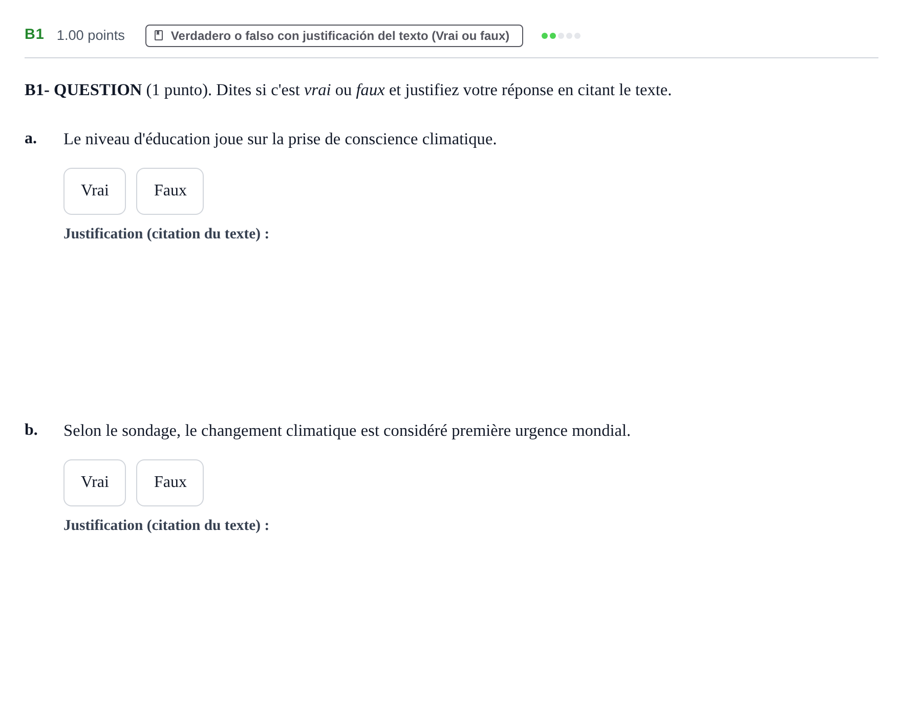 Enunciado: Ejercicio B1 · Francés PAU Castilla y León Ordinaria 2023