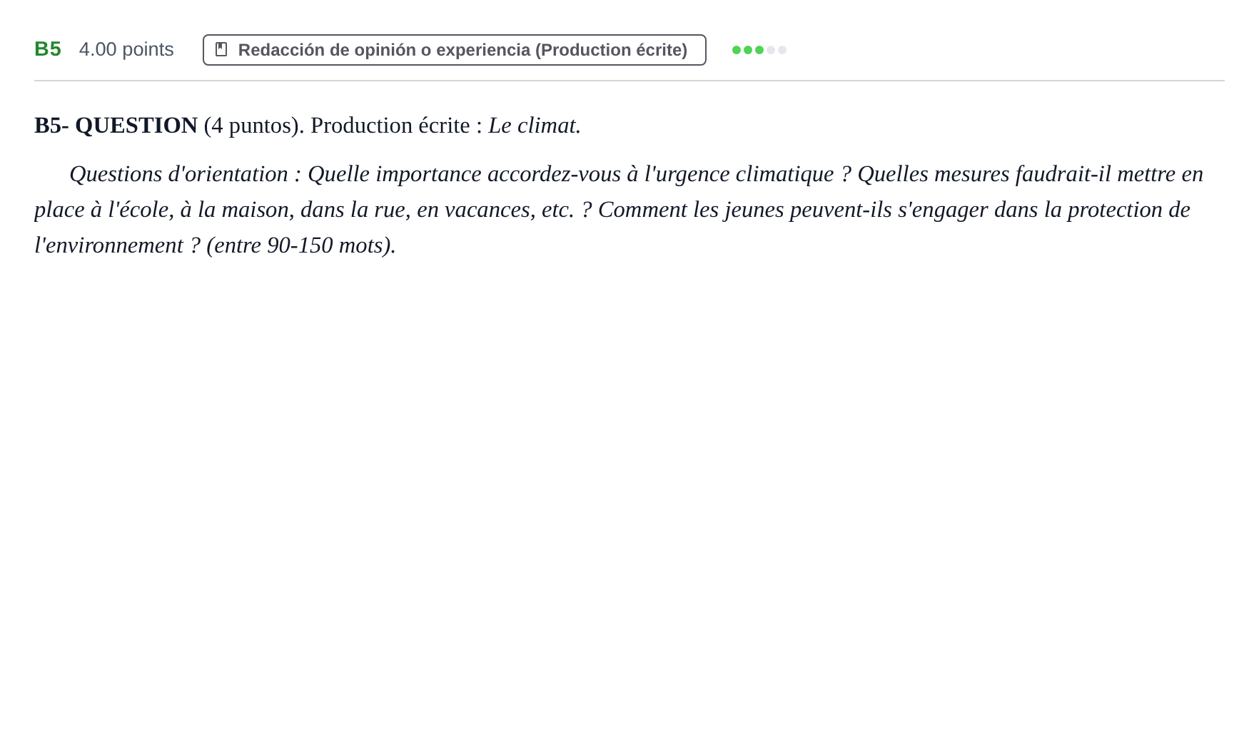 Enunciado: Ejercicio B5 · Francés PAU Castilla y León Ordinaria 2023