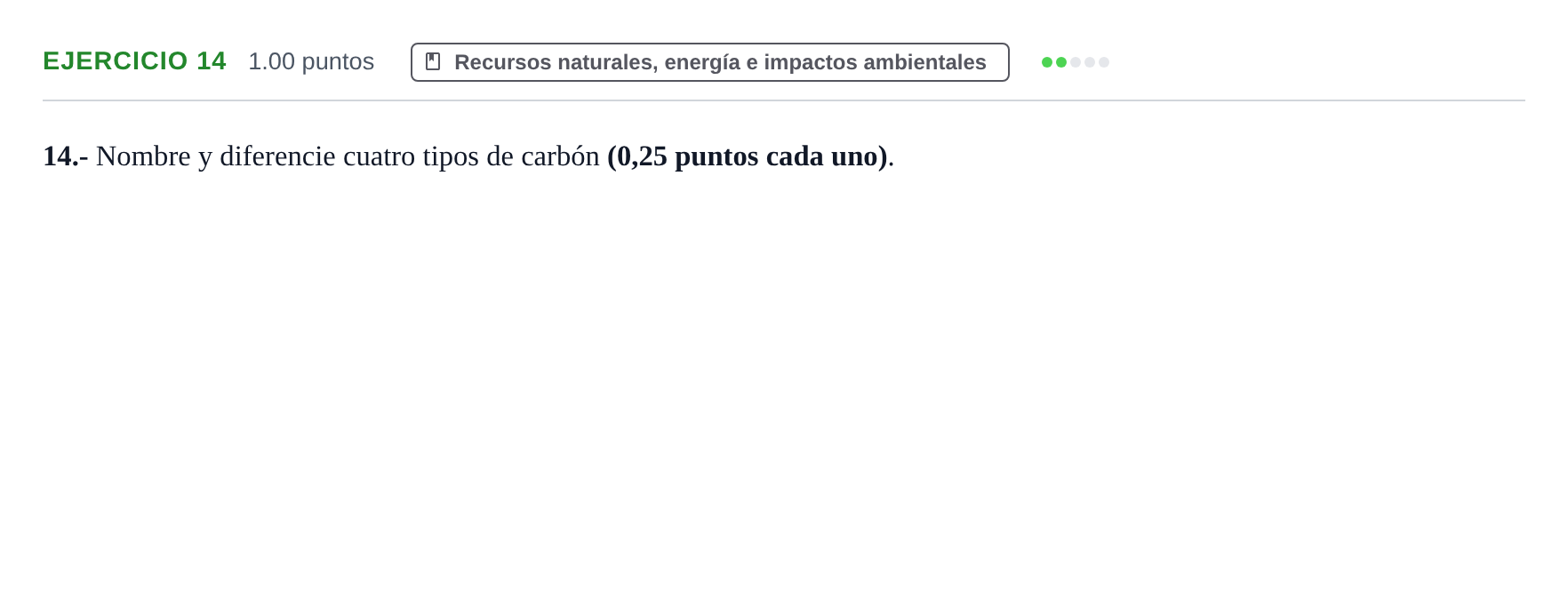 Enunciado: Problema 14 · Geología y Ciencias Ambientales PAU Castilla y León Ordinaria 2023