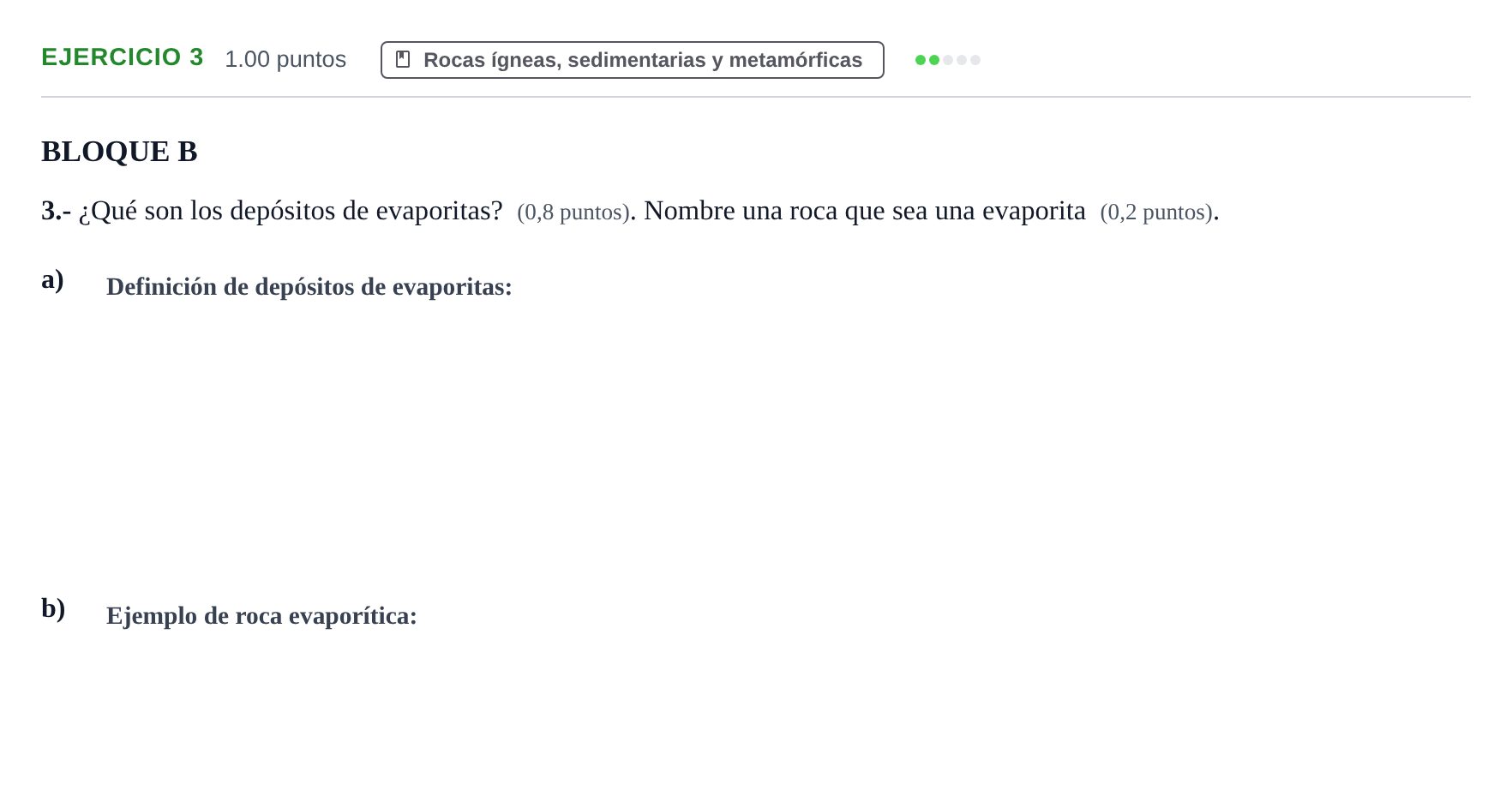 Enunciado: Problema 3 · Geología y Ciencias Ambientales PAU Castilla y León Ordinaria 2023