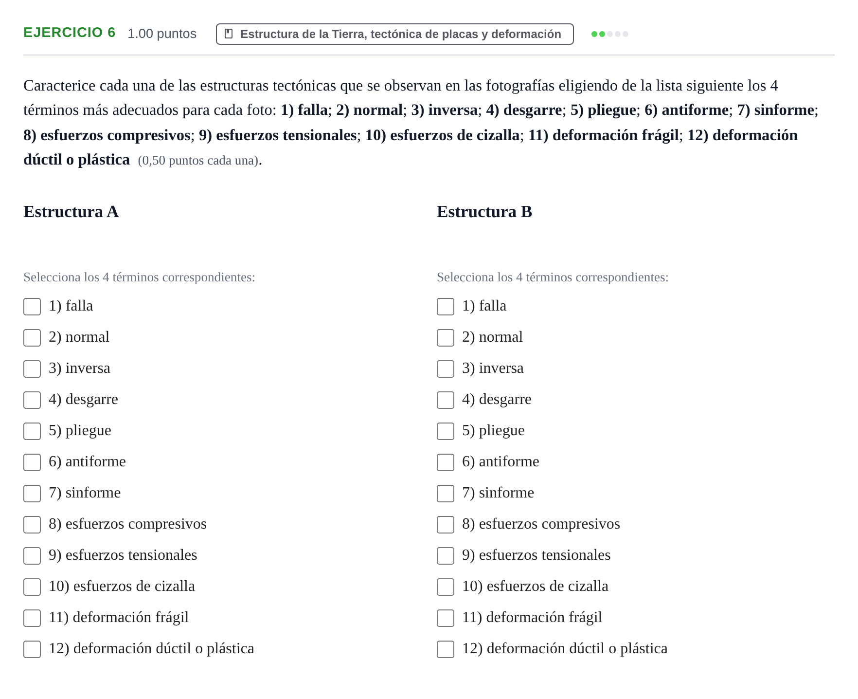 Enunciado: Problema 6 · Geología y Ciencias Ambientales PAU Castilla y León Ordinaria 2023