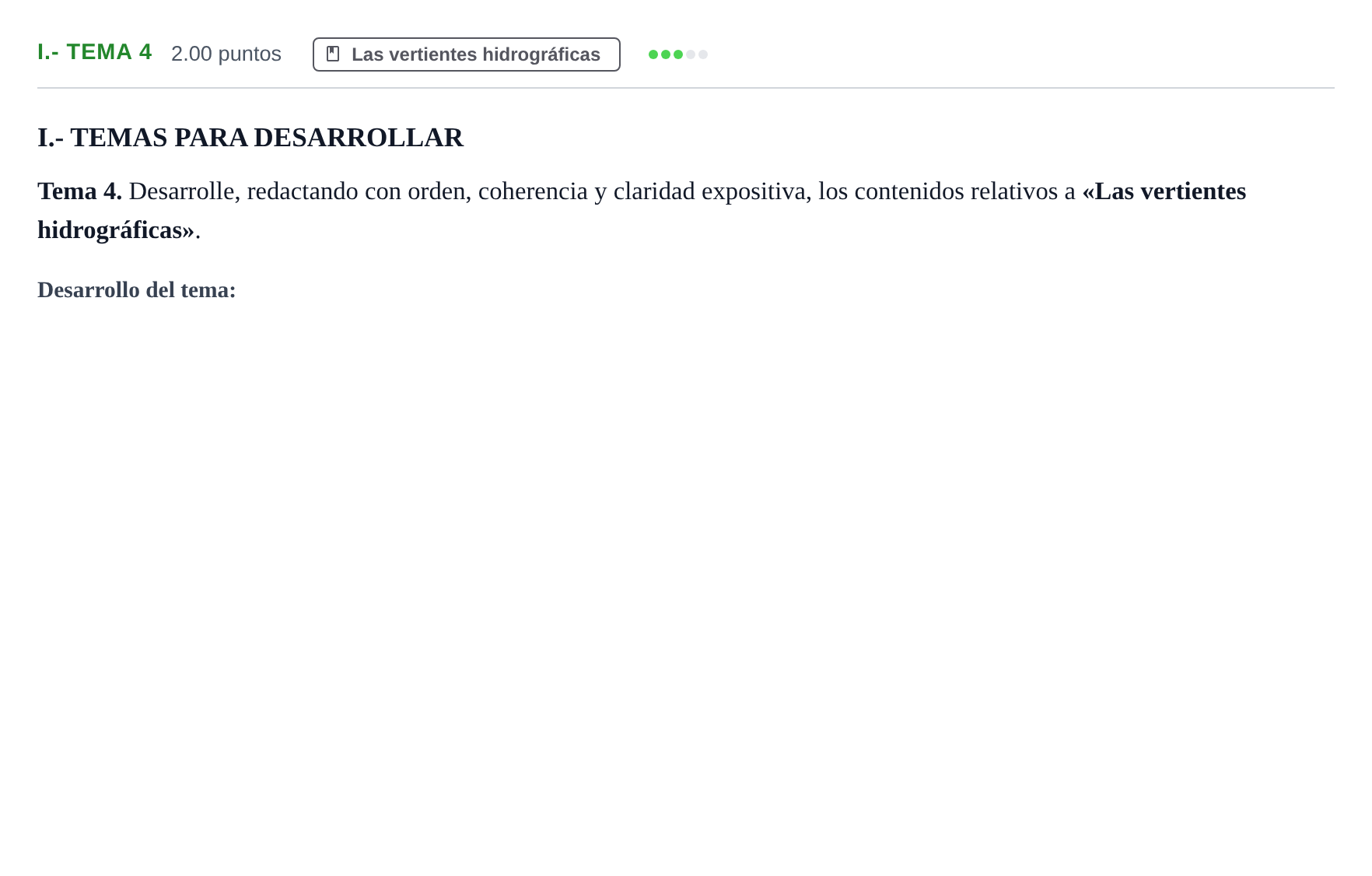 Enunciado: Ejercicio I.- Tema 4 · Geografía PAU Castilla y León Extraordinaria 2023