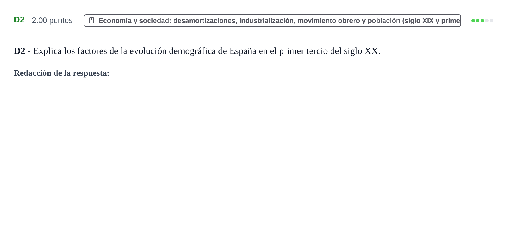 Enunciado: Ejercicio D2 · Historia de España PAU Castilla y León Extraordinaria 2023
