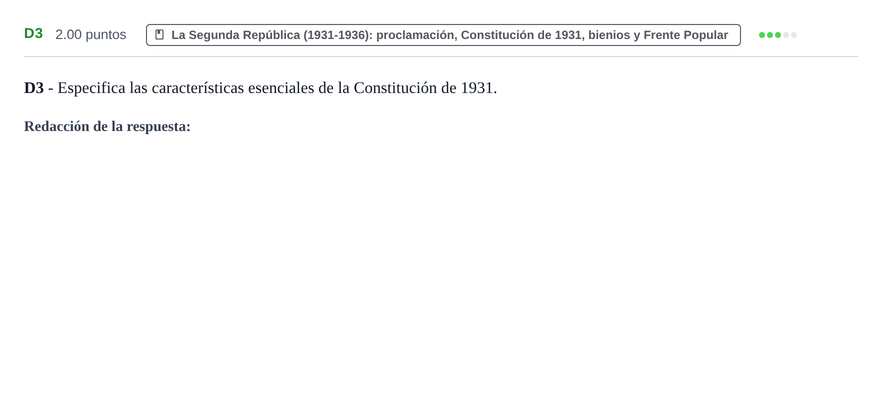 Enunciado: Ejercicio D3 · Historia de España PAU Castilla y León Extraordinaria 2023