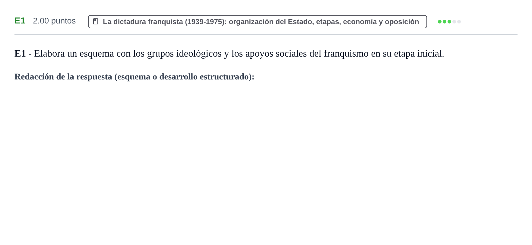 Enunciado: Ejercicio E1 · Historia de España PAU Castilla y León Extraordinaria 2023