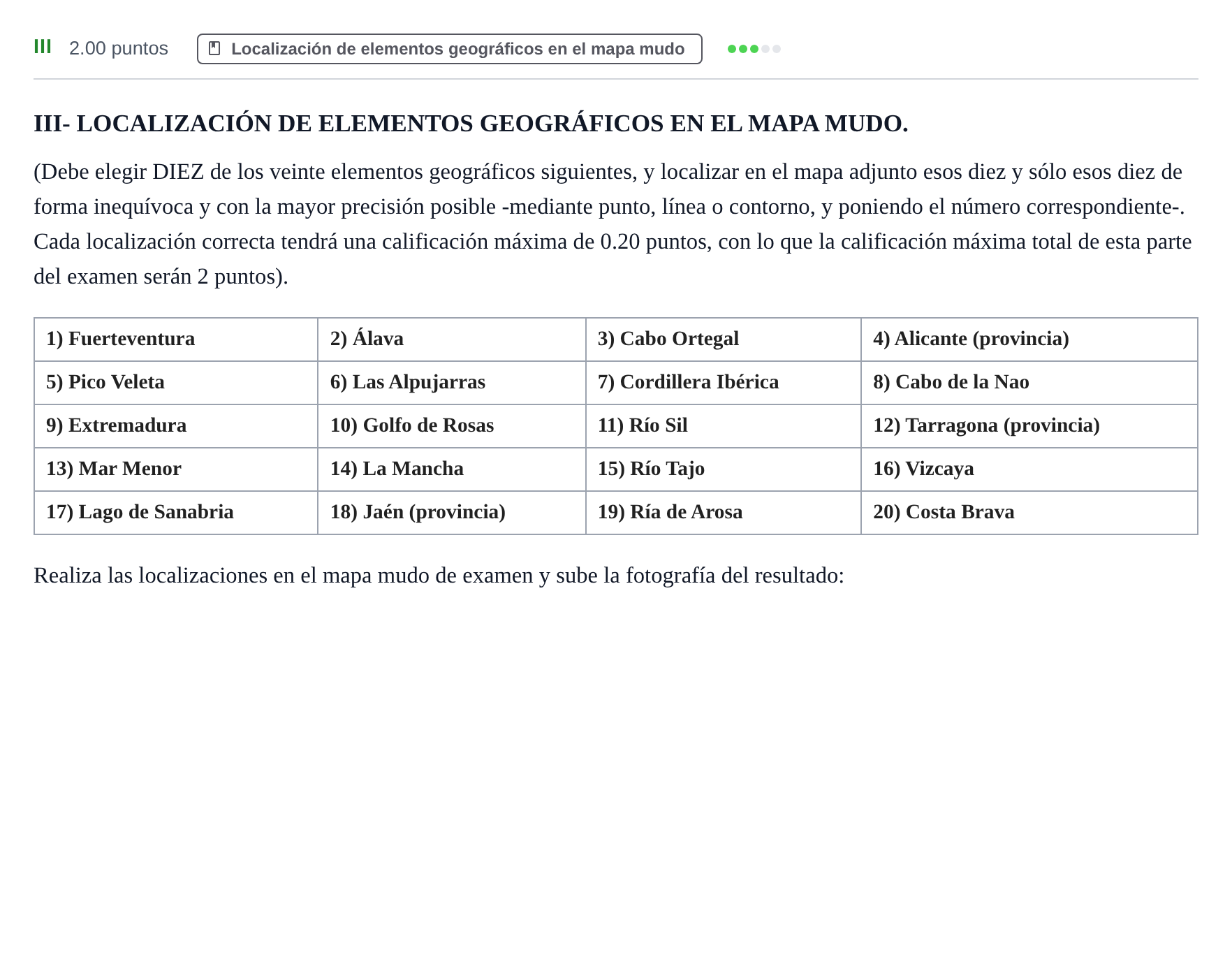 Enunciado: Ejercicio III · Geografía PAU Castilla y León Ordinaria 2023