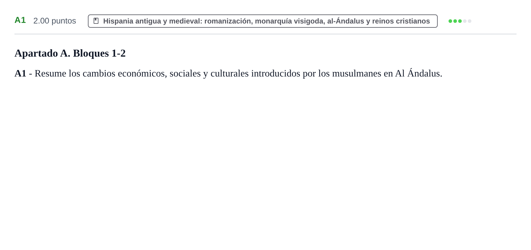 Enunciado: Ejercicio A1 · Historia de España PAU Castilla y León Ordinaria 2023