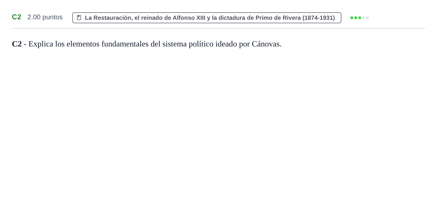 Enunciado: Ejercicio C2 · Historia de España PAU Castilla y León Ordinaria 2023