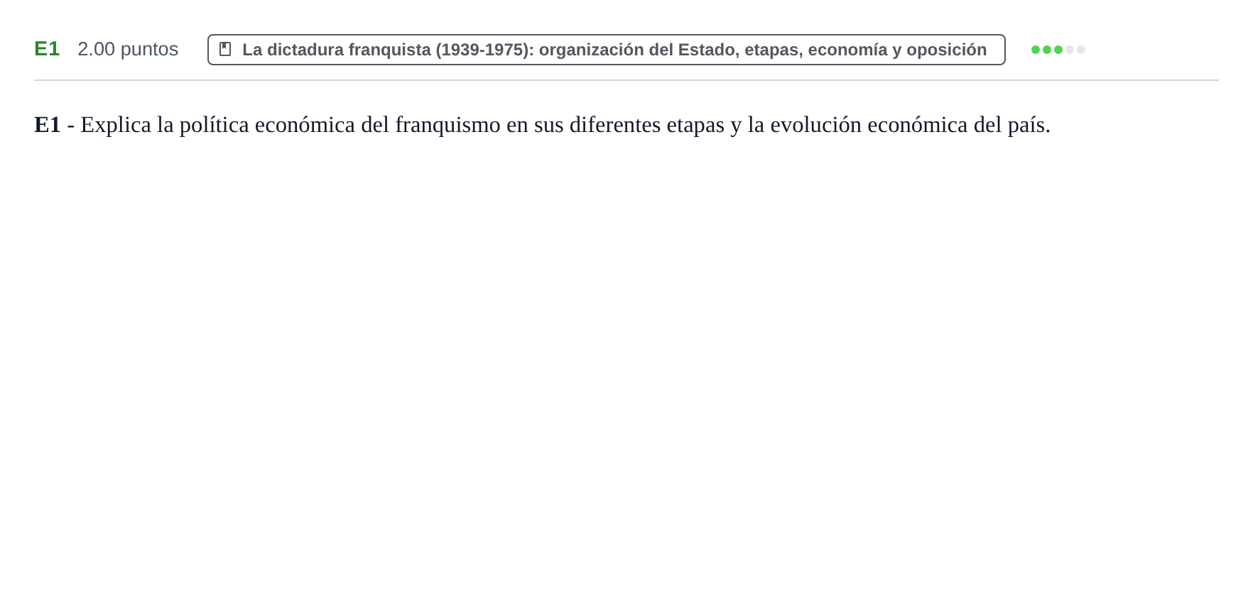 Enunciado: Ejercicio E1 · Historia de España PAU Castilla y León Ordinaria 2023