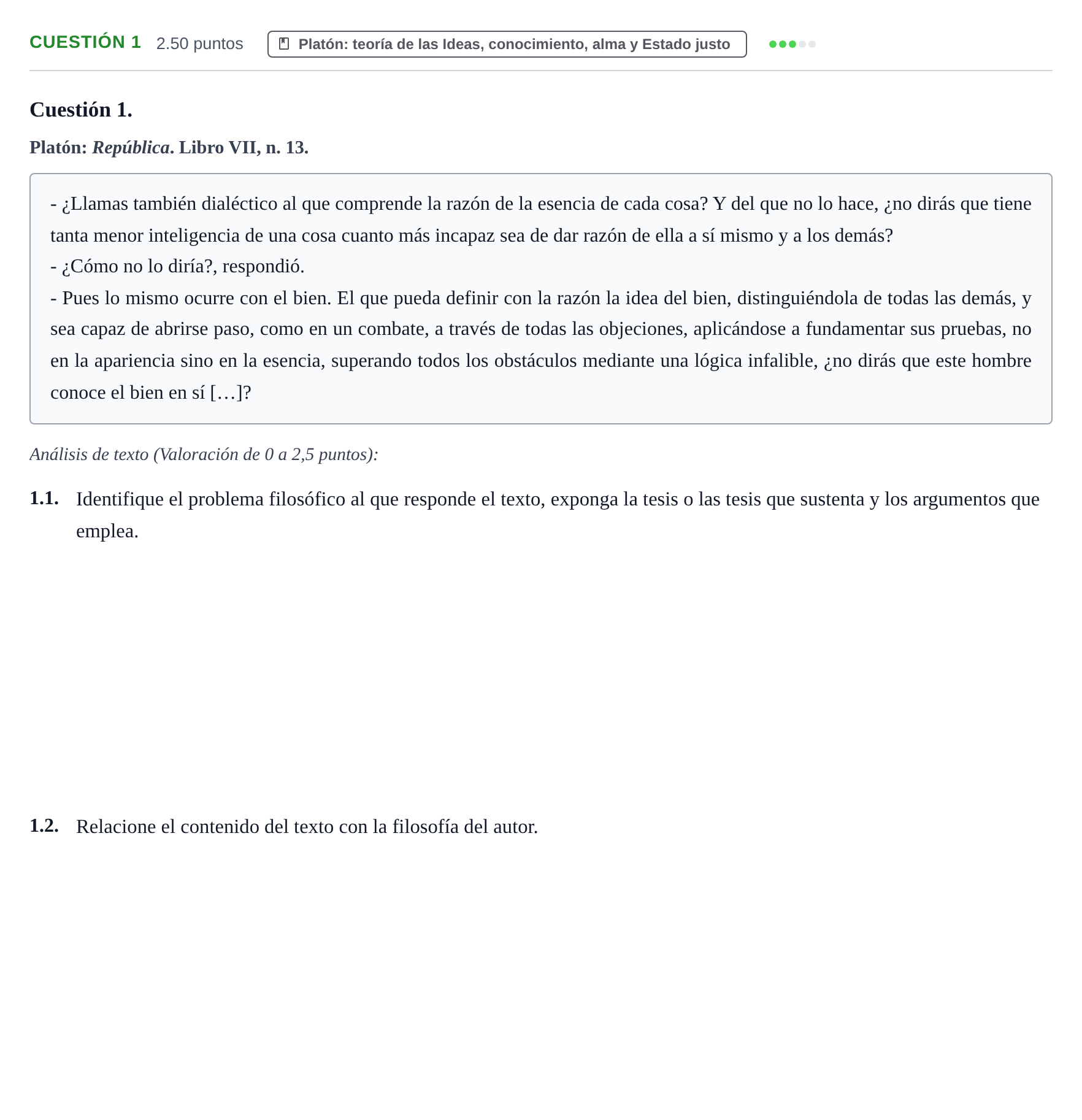 Enunciado: Cuestión 1 · Historia de la Filosofía PAU Castilla y León Extraordinaria 2023