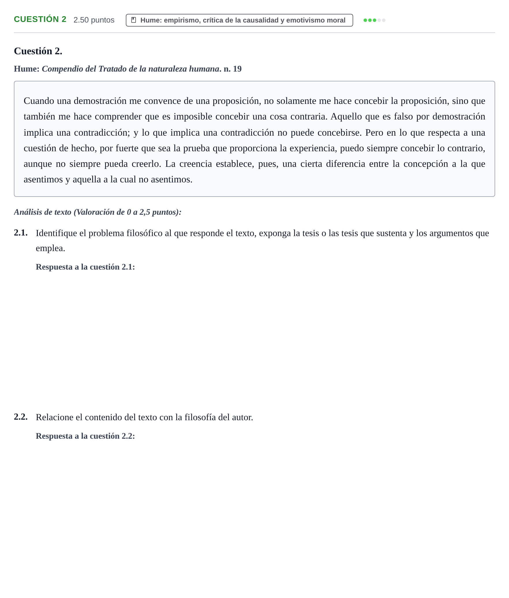 Enunciado: Cuestión 2 · Historia de la Filosofía PAU Castilla y León Extraordinaria 2023