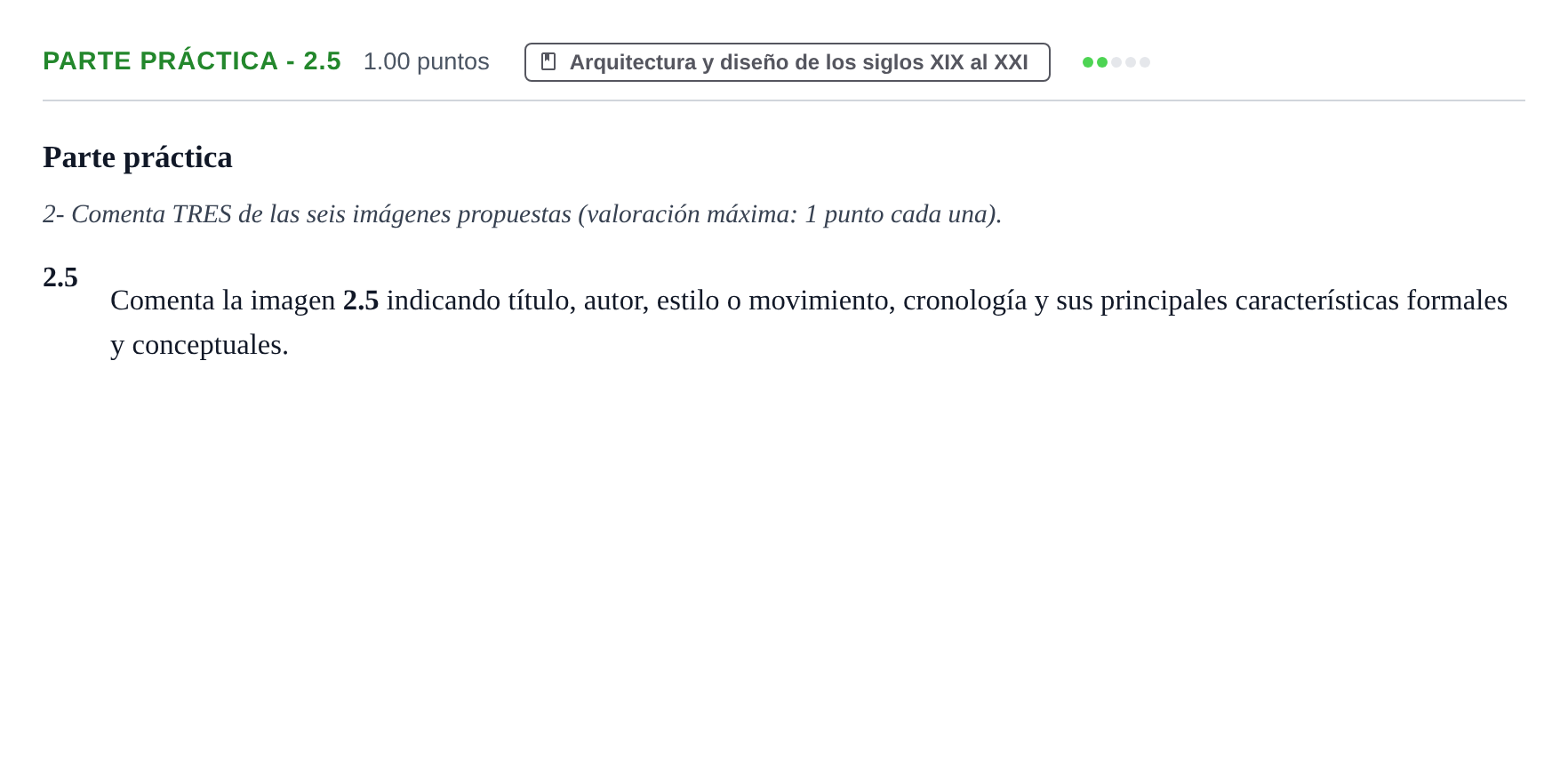 Enunciado: Ejercicio Parte práctica - 2.5 · Fundamentos Artísticos PAU Castilla y León Ordinaria 2023