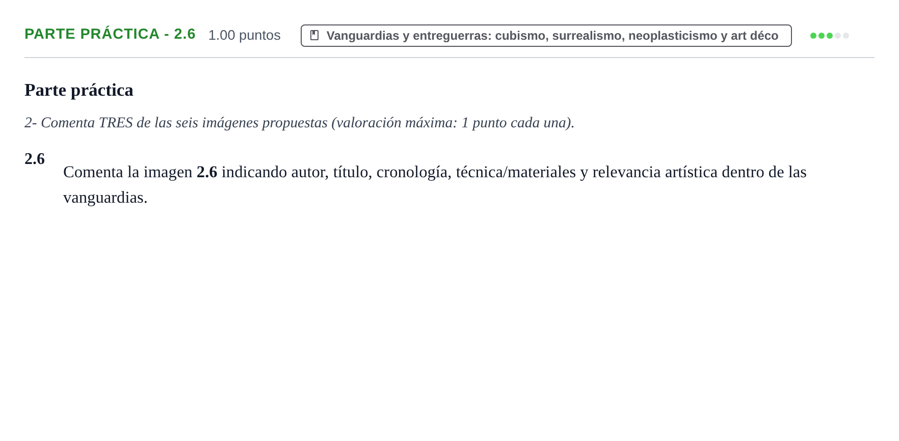 Enunciado: Ejercicio Parte práctica - 2.6 · Fundamentos Artísticos PAU Castilla y León Ordinaria 2023