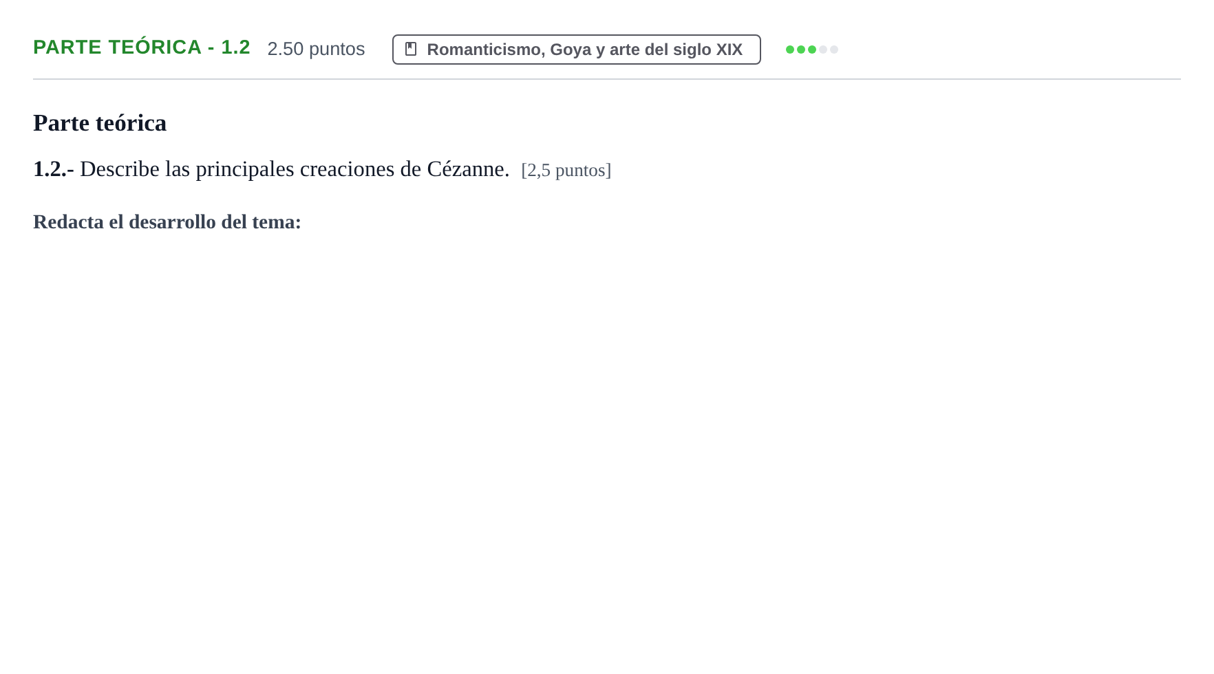 Enunciado: Ejercicio Parte teórica - 1.2 · Fundamentos Artísticos PAU Castilla y León Ordinaria 2023