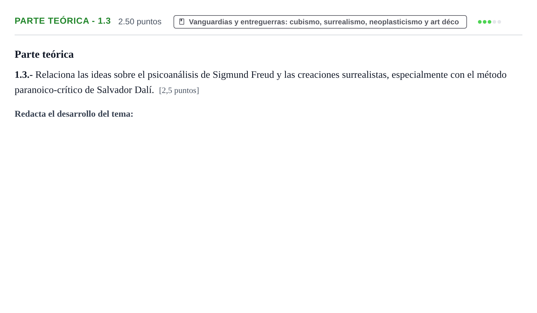 Enunciado: Ejercicio Parte teórica - 1.3 · Fundamentos Artísticos PAU Castilla y León Ordinaria 2023
