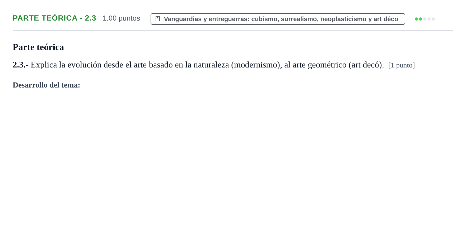 Enunciado: Ejercicio Parte teórica - 2.3 · Fundamentos Artísticos PAU Castilla y León Ordinaria 2023