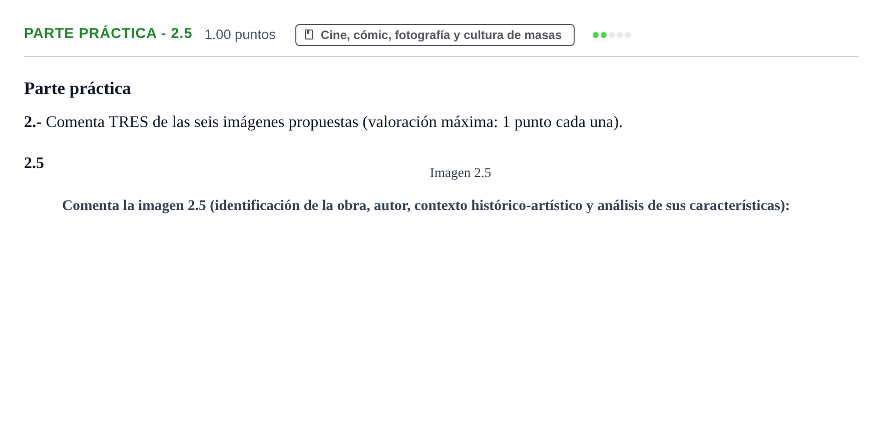 Enunciado: Ejercicio Parte práctica - 2.5 · Fundamentos Artísticos PAU Castilla y León Extraordinaria 2023