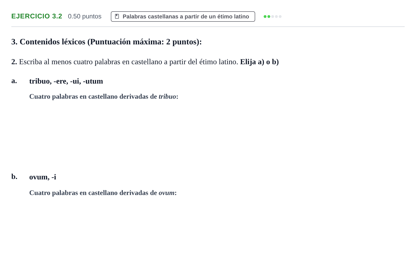 Enunciado: Ejercicio 3.2 · Latín II PAU Castilla y León Extraordinaria 2023
